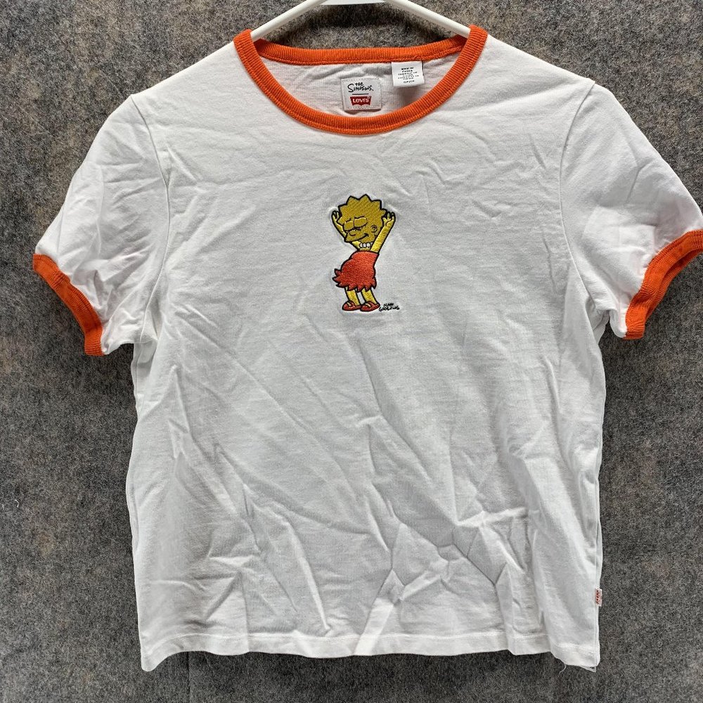 Levis Shirt Women's Small Ladies White Short Sleeve The Simpsons Outdoors